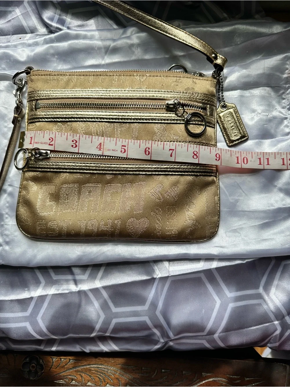 Coach Gold Metallic Signature PoppyCrossbody Bag - Coach